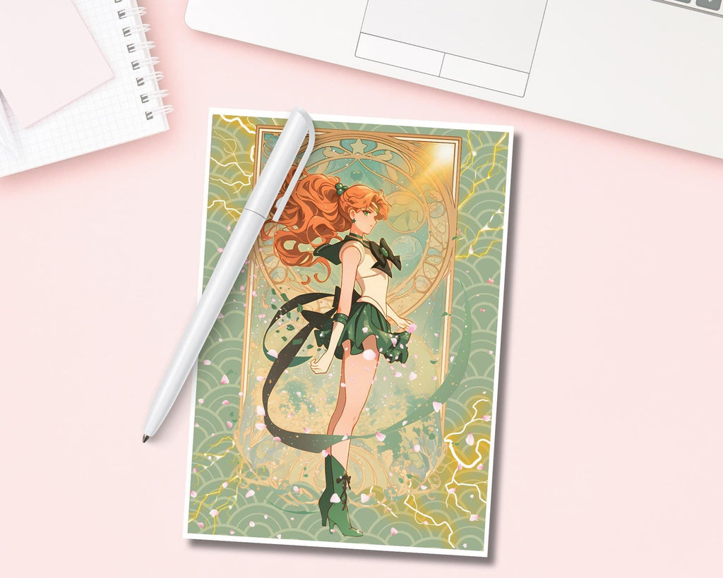 Sailor Jupiter Print,Art Deco,Sailor Jupiter in style of Alphonse Mucha,Sailor Jupiter art,Sailor Moon art,A5 postcard print,anime print