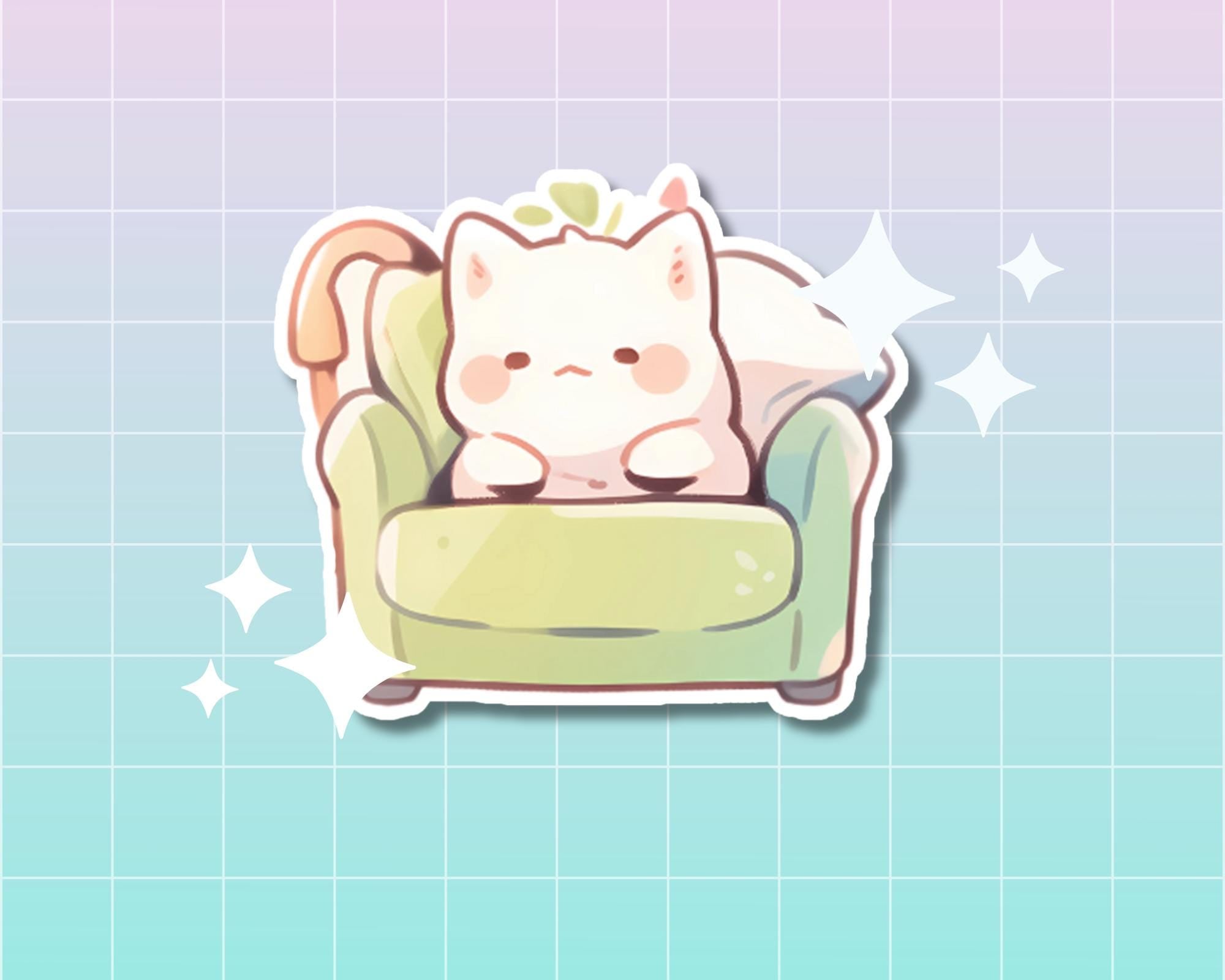 Cozy cats sticker pack, cats and plants stickers, cute cats stickers, pack of 7 stickers, fall stickers, autumn cozy stickers, snug blanket