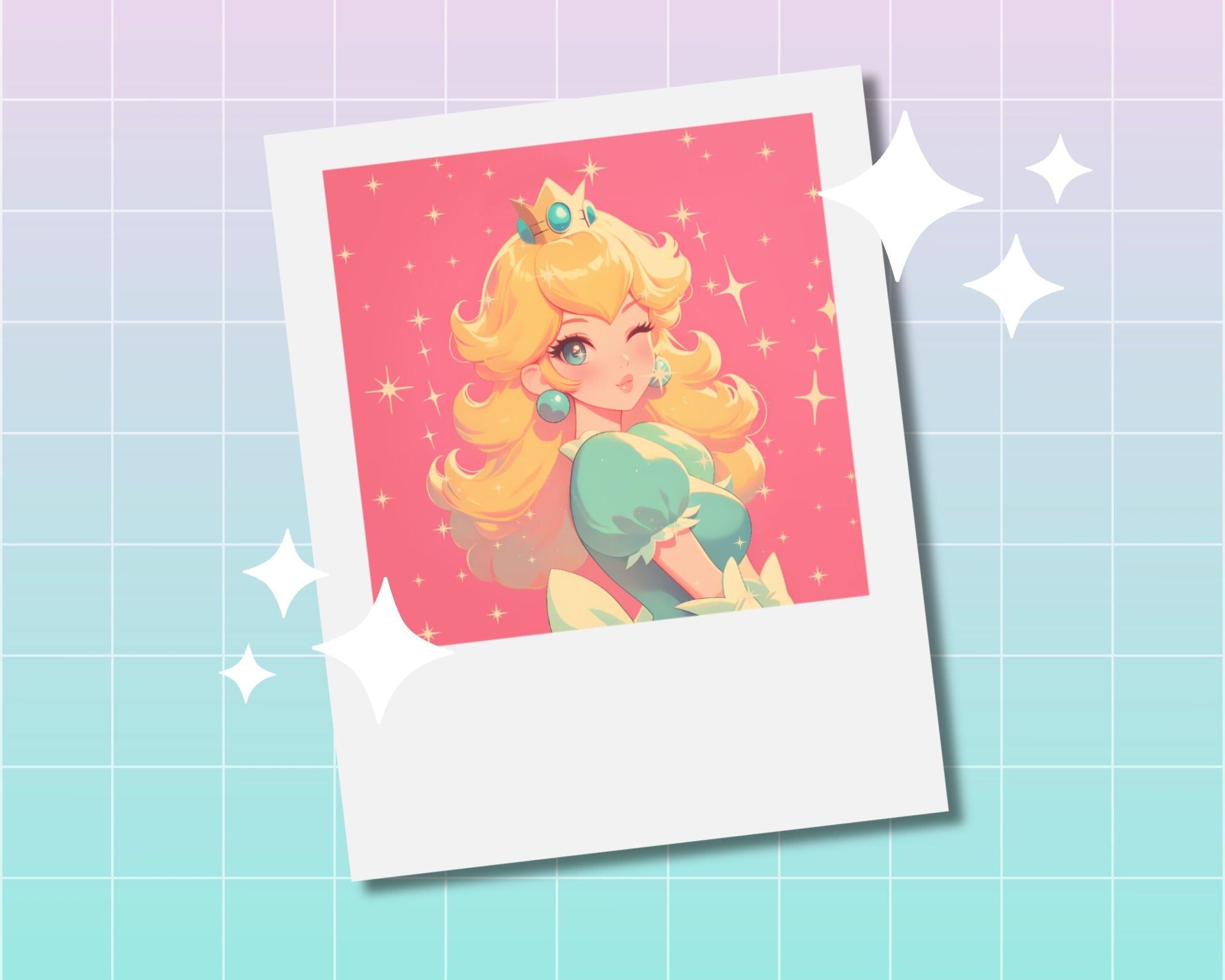 Princess Peach Print,Polaroid Print,Vintage Peach Polaroid,Vintage Peach Print,Retro Princess Peach print,50's Princess Peach Polaroid print