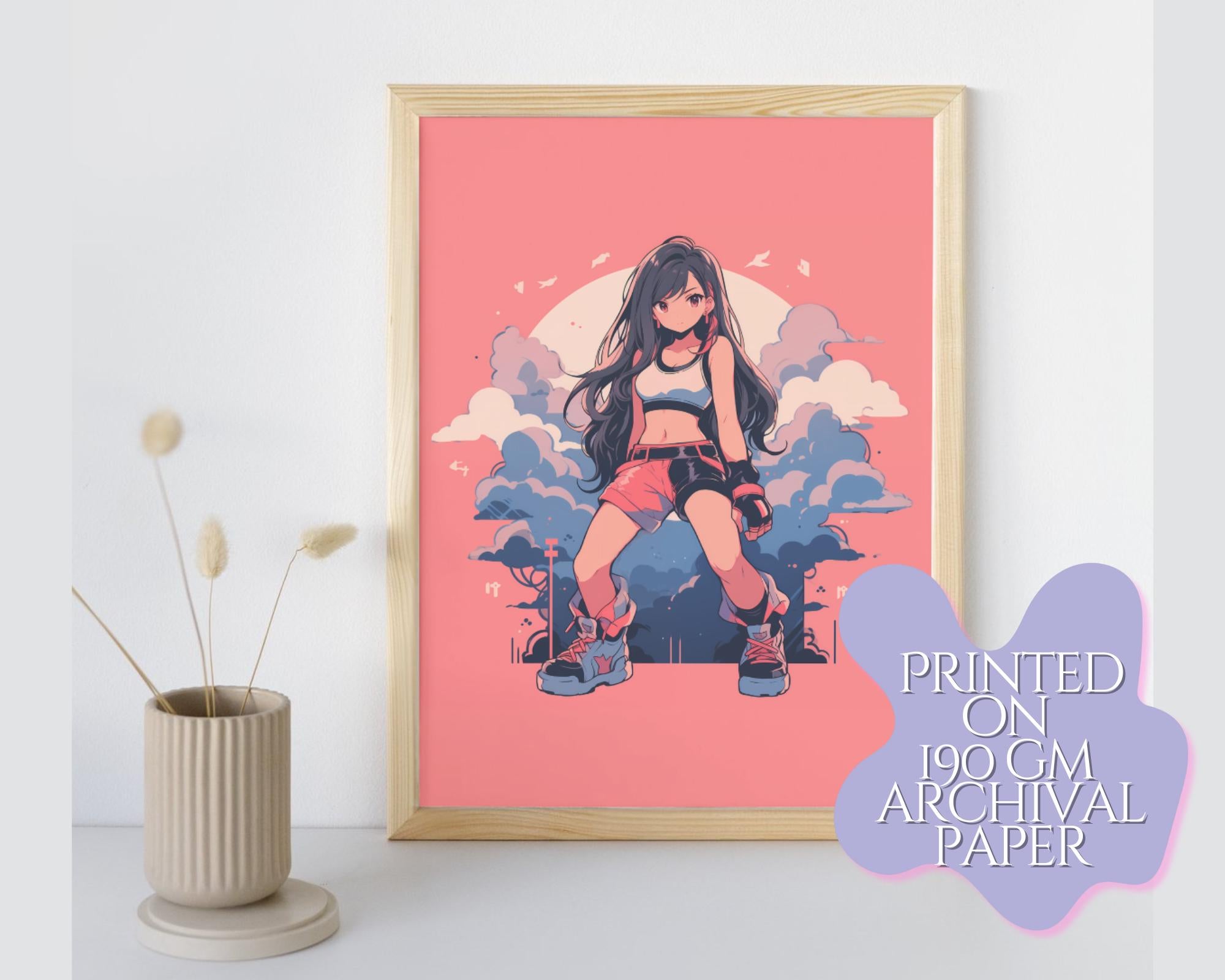 Girl Fighter art,Tifa Print,Tifa FF7 print,Final Fantasy Postcard print,Tifa Final Fantasy 7,Tifa art illustration,A5 postcard print,Tifa