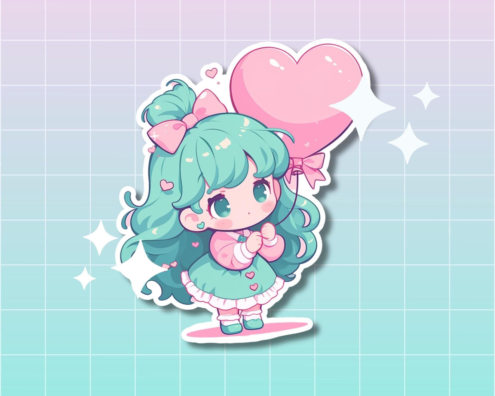 kawaii chibi cute sticker little girl