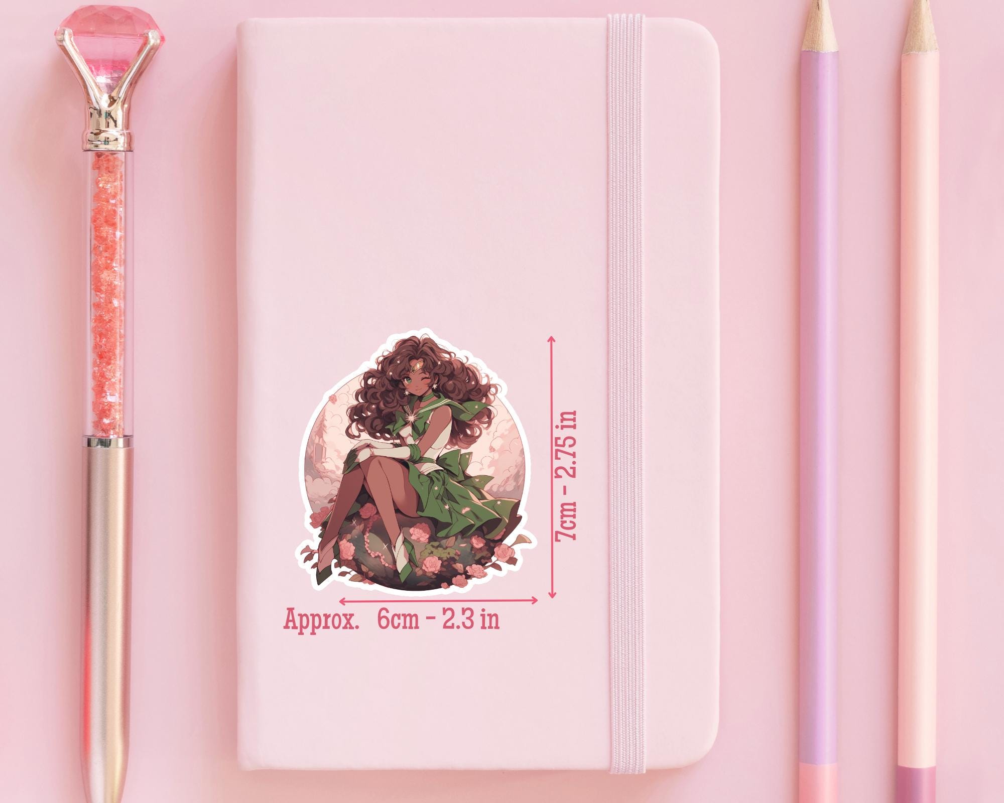 Sailor Jupiter sticker,black sailor sticker,curly girl sticker,curly Sailor sticker,Bottle sticker,laptop sticker,anime sticker,retro sticker