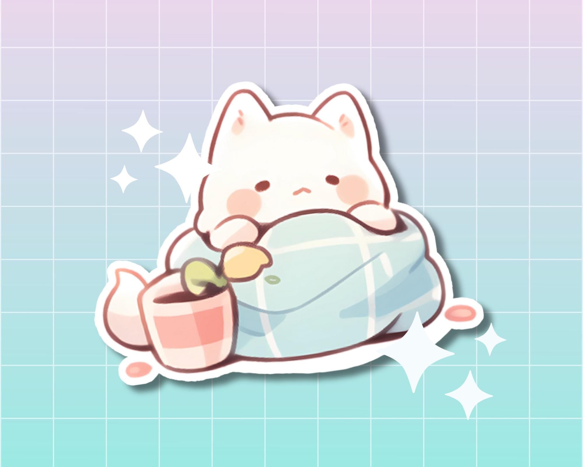 Cozy cats sticker pack, cats and plants stickers, cute cats stickers, pack of 7 stickers, fall stickers, autumn cozy stickers, snug blanket