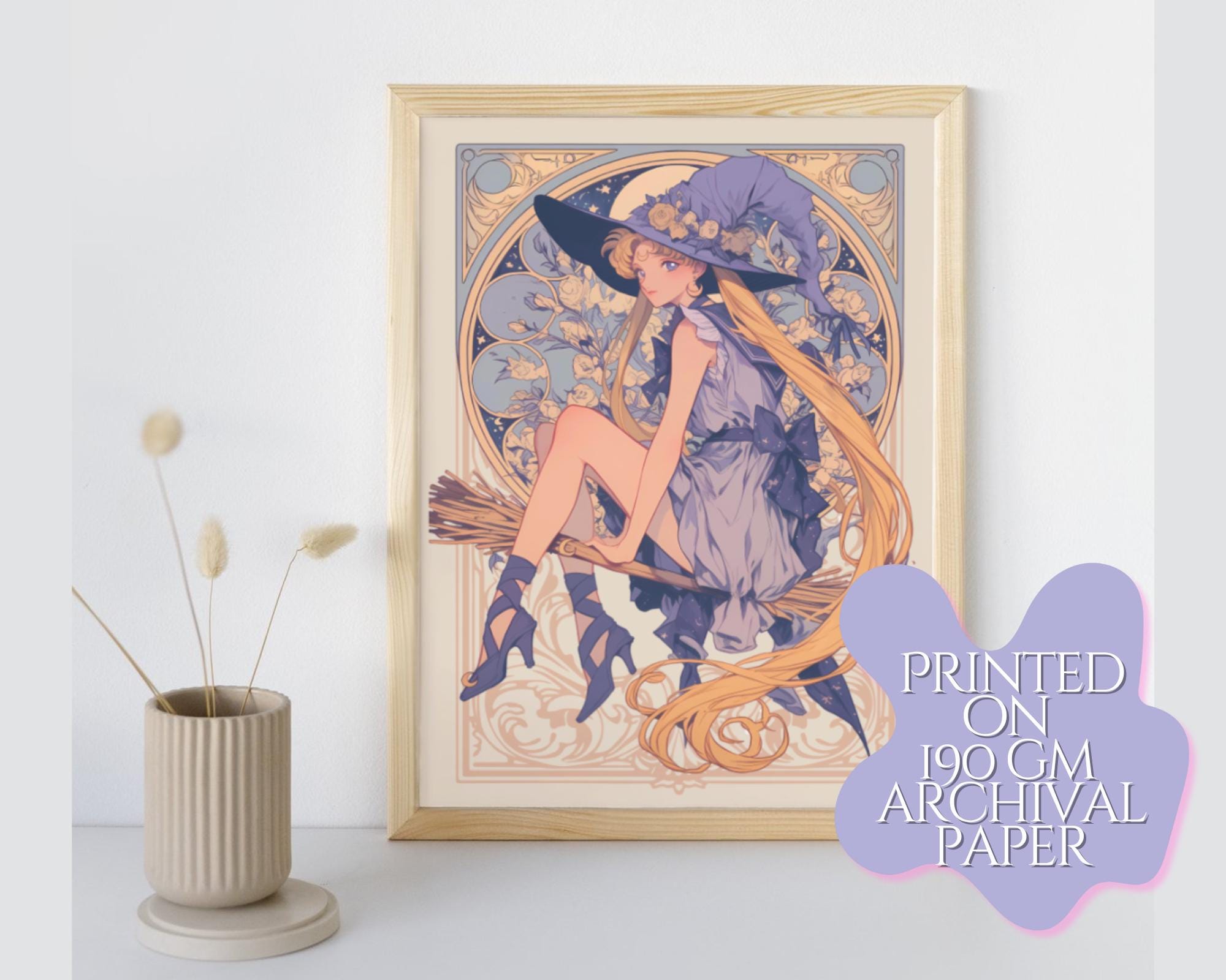 Halloween Print, Halloween witch print, Sailor Moon witch Print,Mucha,Sailor Moon halloween Postcard,Sailor Moon art,witchy art print