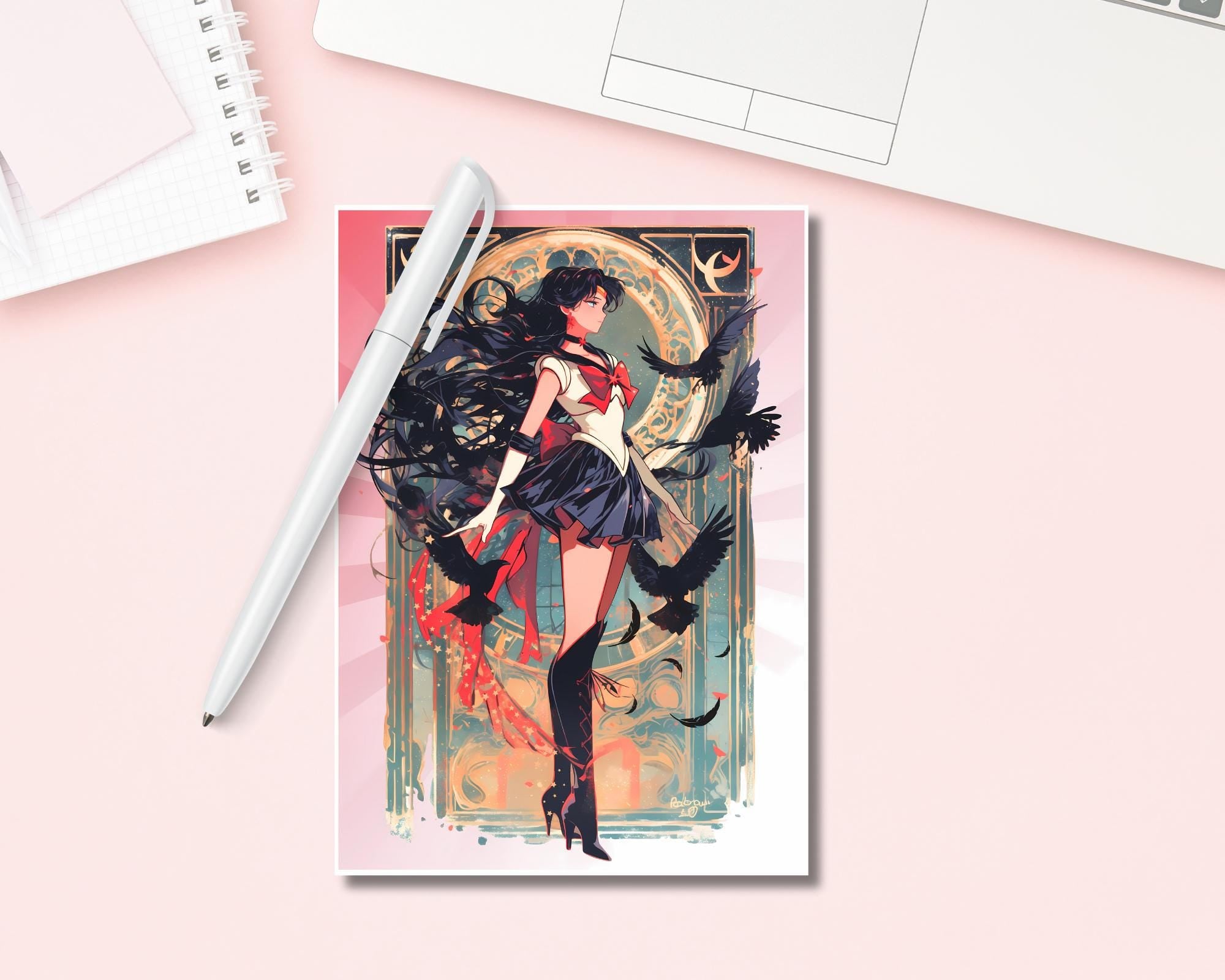 Mars Print,Mucha style print,Moon Print Postcard,Mars art,Sailor art print,A5 postcard print,cute print, Art Nouveau print, Art Deco print