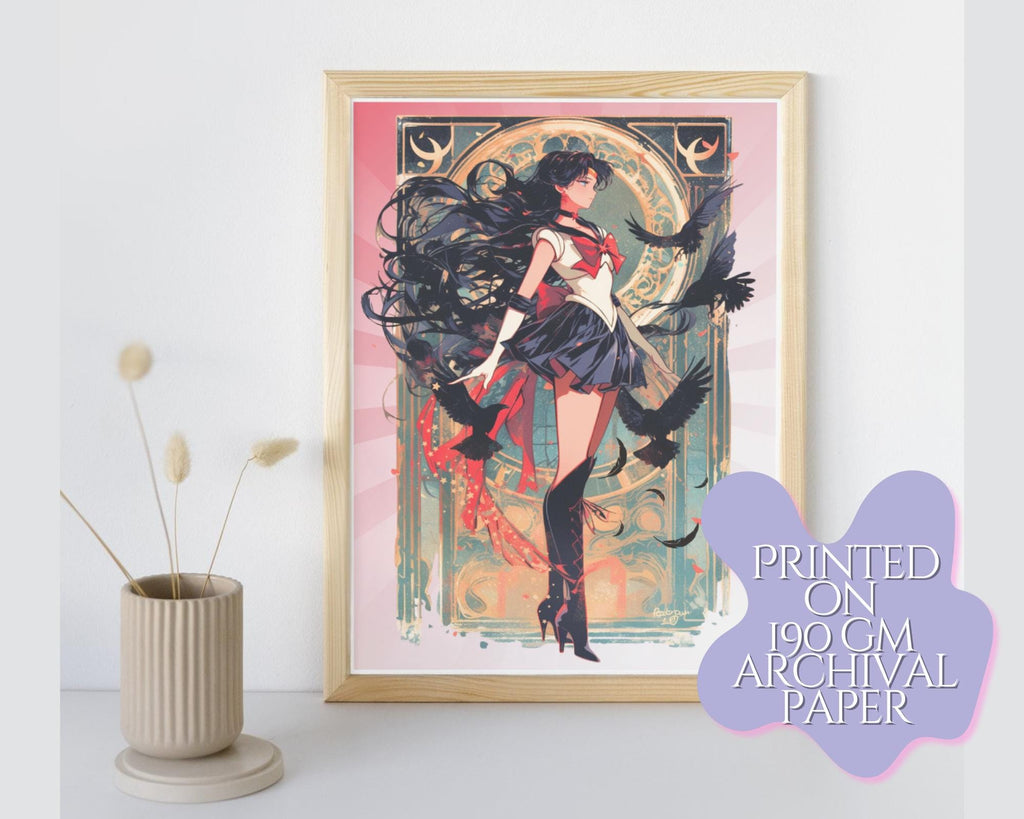 Mars Print,Mucha style print,Moon Print Postcard,Mars art,Sailor art print,A5 postcard print,cute print, Art Nouveau print, Art Deco print