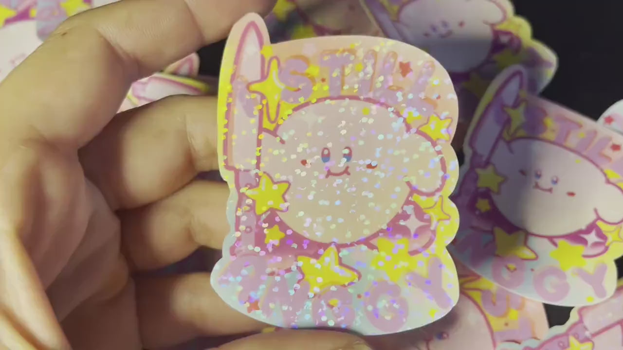 Kirby meme sticker "I still Anggy", holographic sticker, cute Kirby sticker, waterproof handmade sticker, kawaii laptop sticker, journalling